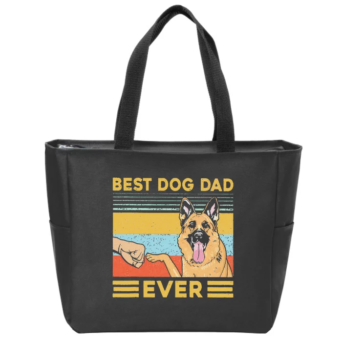 Best Dog Dad Ever German Shepherd Retro Vintage Zip Tote Bag