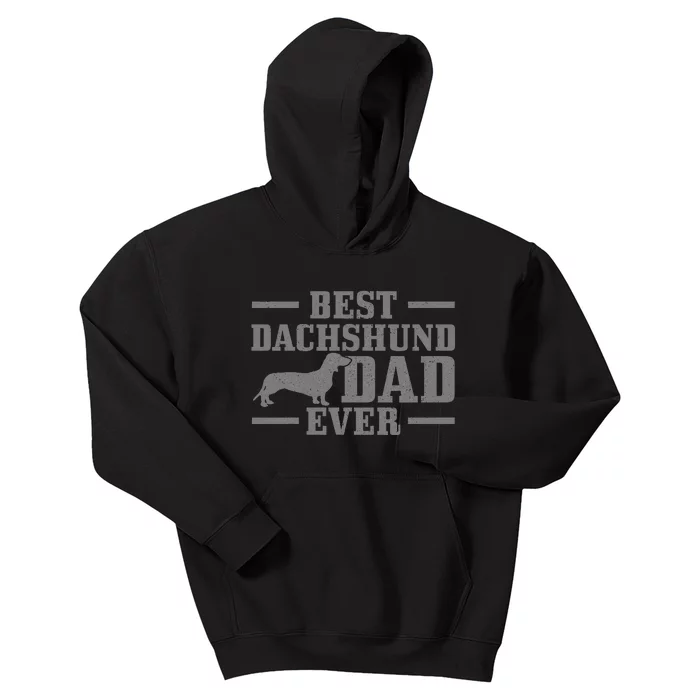 Best Dachshund Dad Ever Funny Dog Owner Vintage Wiener Dog Kids Hoodie