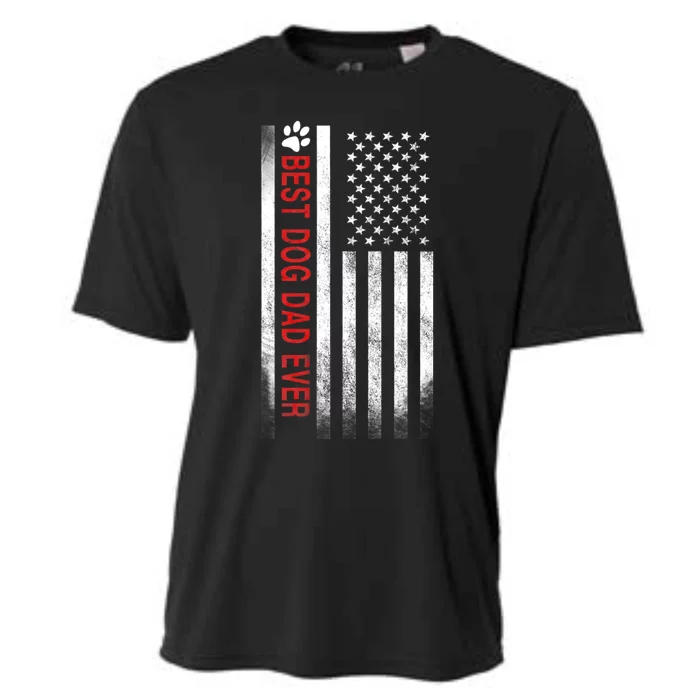 Best Dog Dad Ever American Flag Cooling Performance Crew T-Shirt