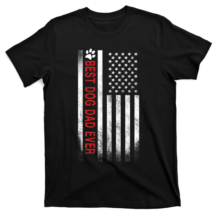 Best Dog Dad Ever American Flag T-Shirt