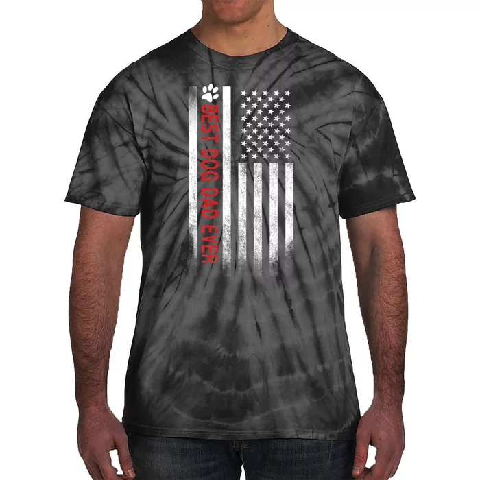 Best Dog Dad Ever American Flag Tie-Dye T-Shirt