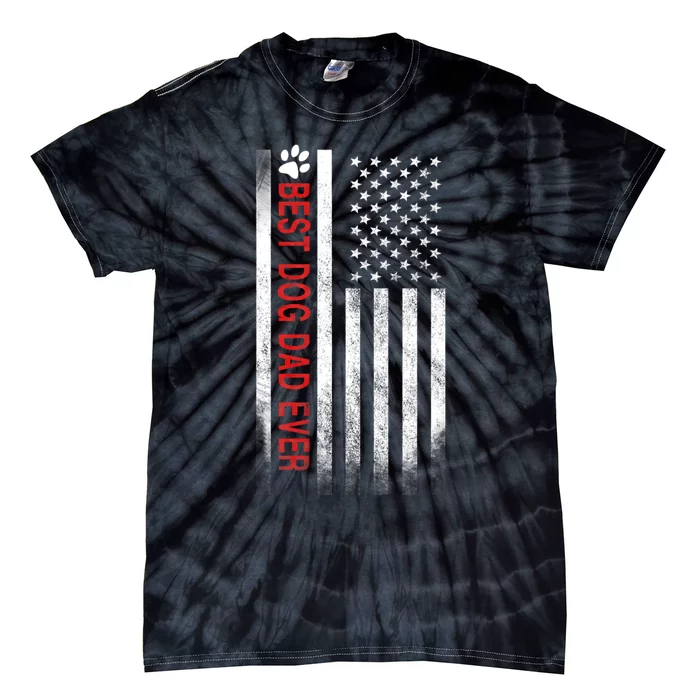 Best Dog Dad Ever American Flag Tie-Dye T-Shirt