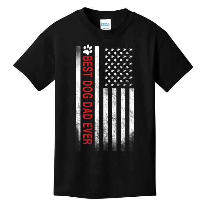 Best Dog Dad Ever American Flag Kids T-Shirt