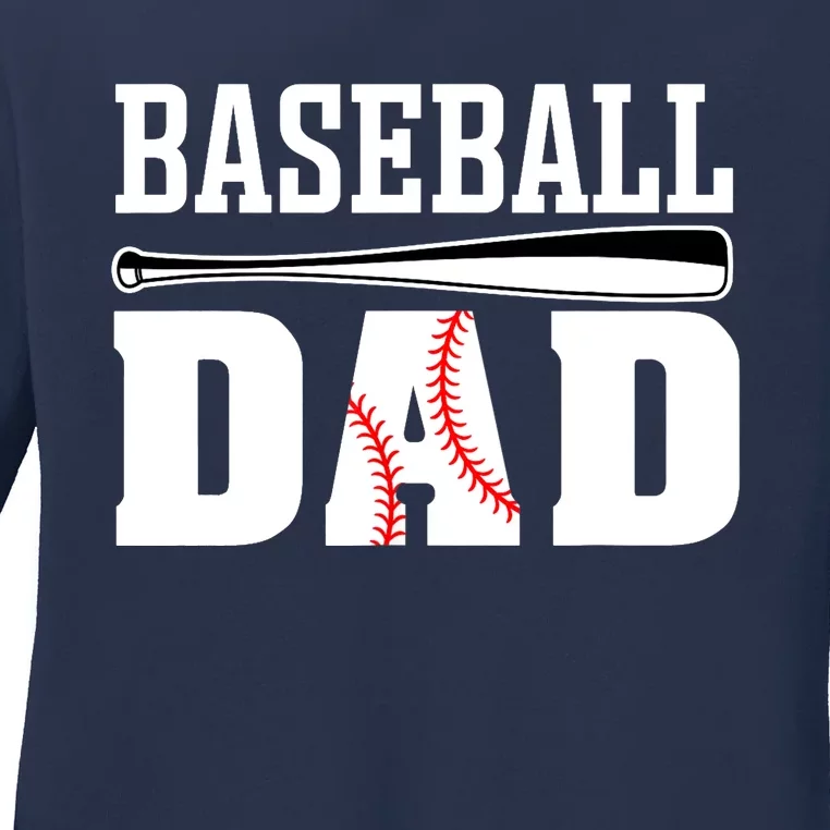 Baseball Dad - Dad Baseball Ladies Long Sleeve Shirt