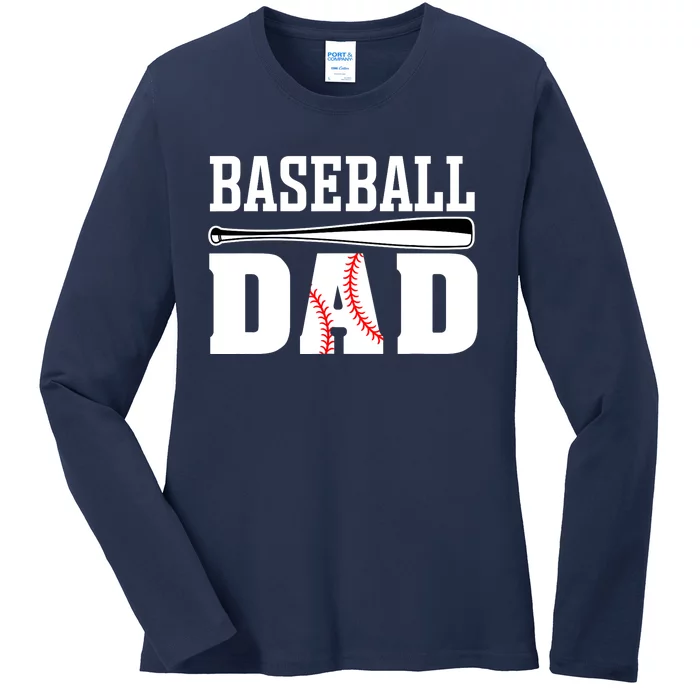 Baseball Dad - Dad Baseball Ladies Long Sleeve Shirt