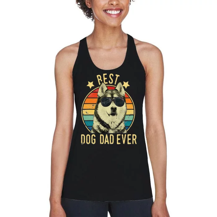 Best Dog Dad Ever Siberian Husky Father's Day Gift Women's Racerback Tank