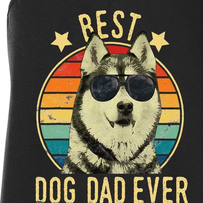 Best Dog Dad Ever Siberian Husky Father's Day Gift Women's Racerback Tank