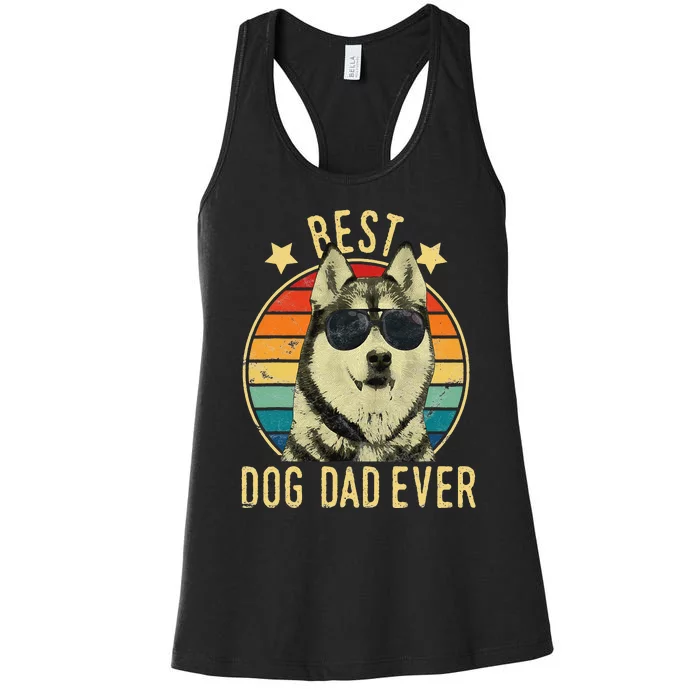 Best Dog Dad Ever Siberian Husky Father's Day Gift Women's Racerback Tank