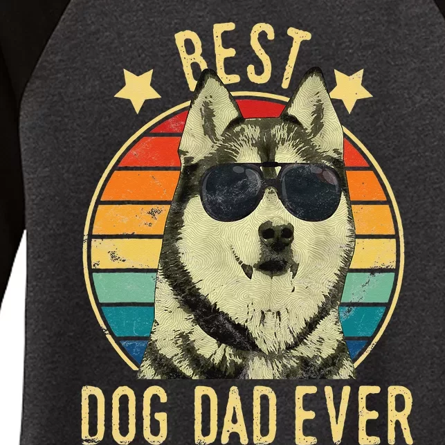 Best Dog Dad Ever Siberian Husky Father's Day Gift Women's Tri-Blend 3/4-Sleeve Raglan Shirt