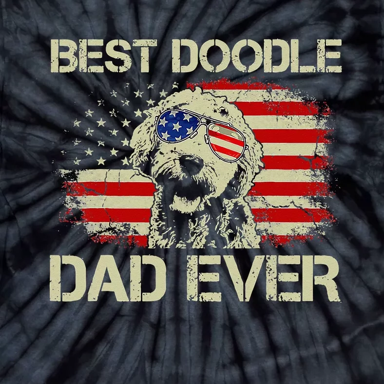 Best Doodle Dad Ever Goldendoodle 4th Of July Gift Tie-Dye T-Shirt