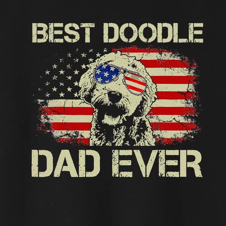 Best Doodle Dad Ever Goldendoodle 4th Of July Gift Women's Crop Top Tee