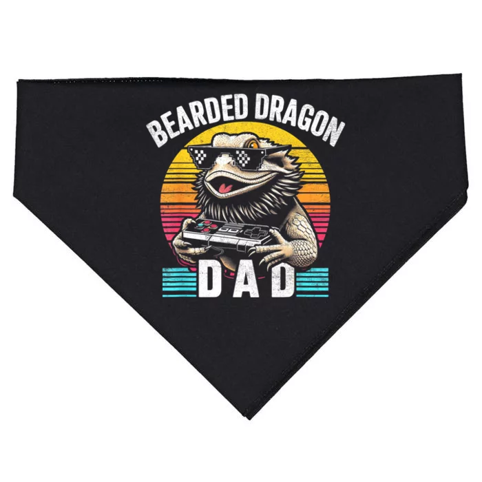 Bearded Dragon Dad Vintage Video Game Lizard Reptile Lover USA-Made Doggie Bandana