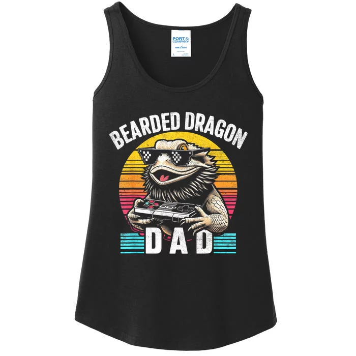 Bearded Dragon Dad Vintage Video Game Lizard Reptile Lover Ladies Essential Tank