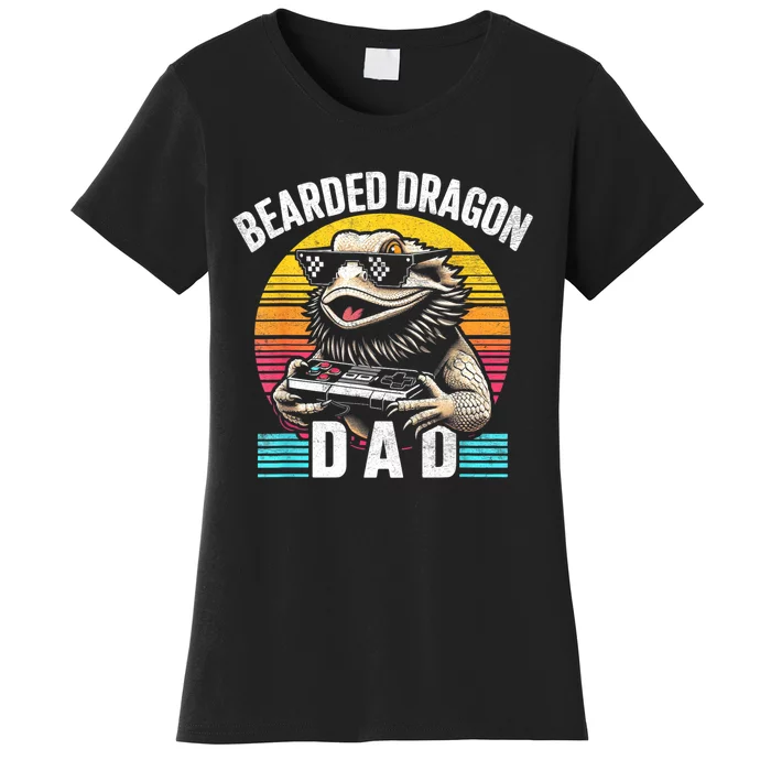 Bearded Dragon Dad Vintage Video Game Lizard Reptile Lover Women's T-Shirt