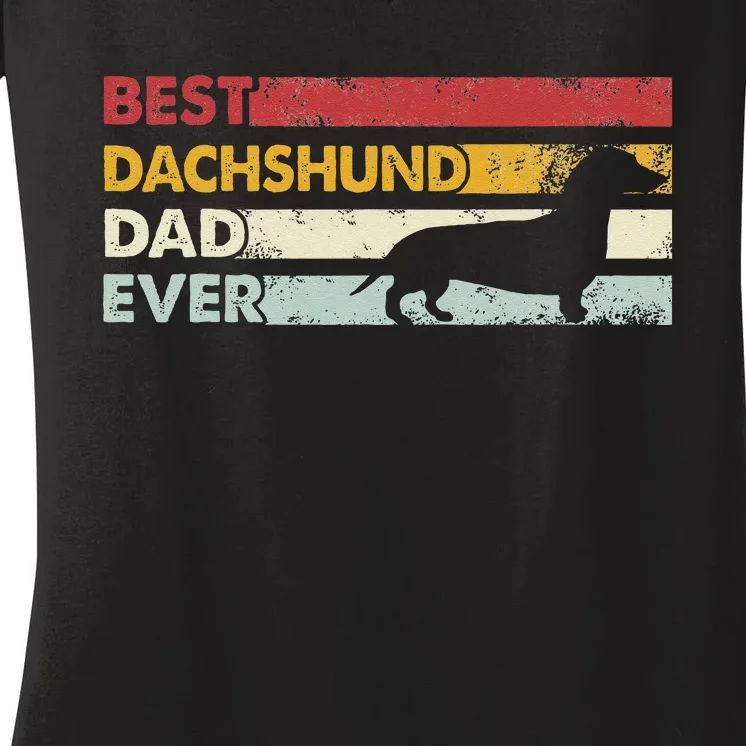 Best Dog Dad Ever Father Wiener Sausage Dog Dachshund Women's V-Neck T-Shirt