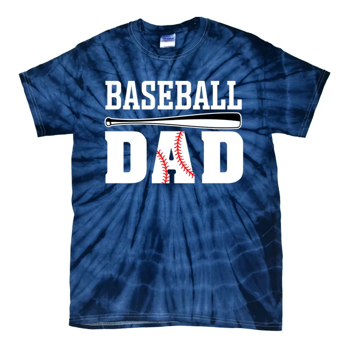 Baseball Dad Dad Baseball Tie-Dye T-Shirt