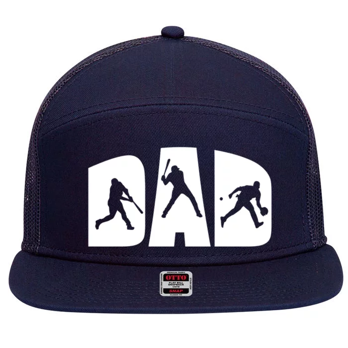 Baseball Dad Daddy Father Softball Baseball Player Fun Gift 7 Panel Mesh Trucker Snapback Hat