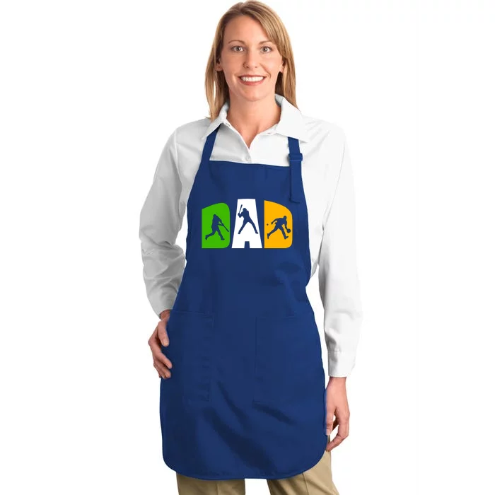 Baseball Dad Daddy Softball Father Baseball Player Funny Gift Full-Length Apron With Pocket