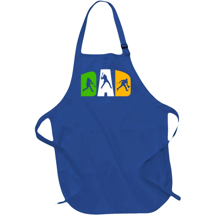 Baseball Dad Daddy Softball Father Baseball Player Funny Gift Full-Length Apron With Pocket