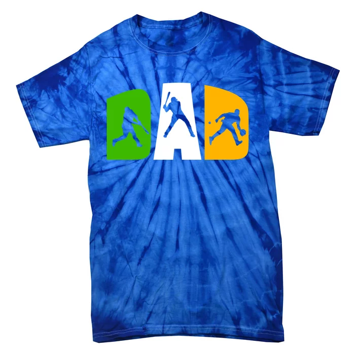 Baseball Dad Daddy Softball Father Baseball Player Funny Gift Tie-Dye T-Shirt