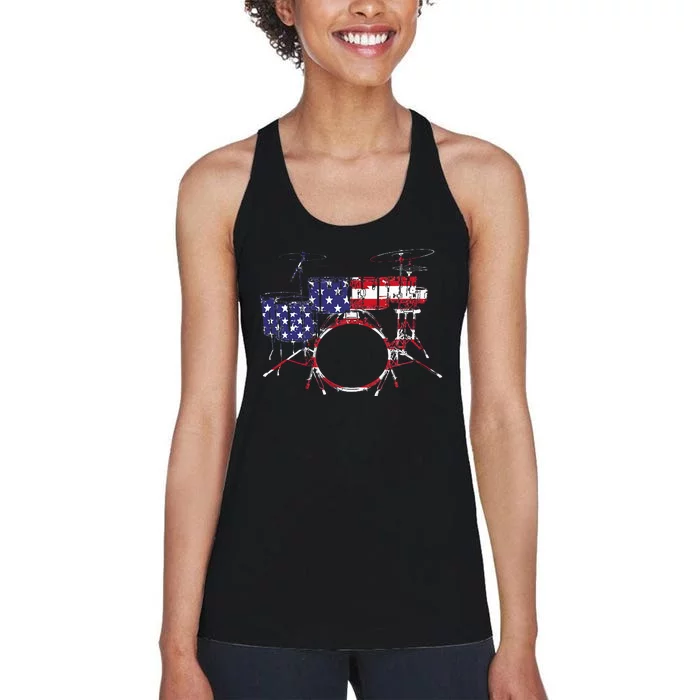 Best Drum Design For Women Drum Set Drumming Drummer Women's Racerback Tank