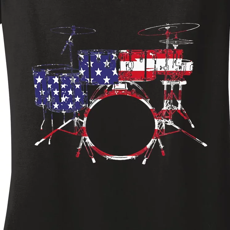 Best Drum Design For Women Drum Set Drumming Drummer Women's V-Neck T-Shirt