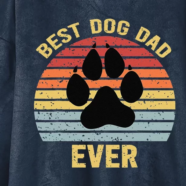 Best Dog Dad Ever Retro Funny Fathers Day Gift Hooded Wearable Blanket