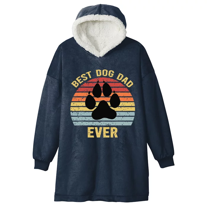 Best Dog Dad Ever Retro Funny Fathers Day Gift Hooded Wearable Blanket