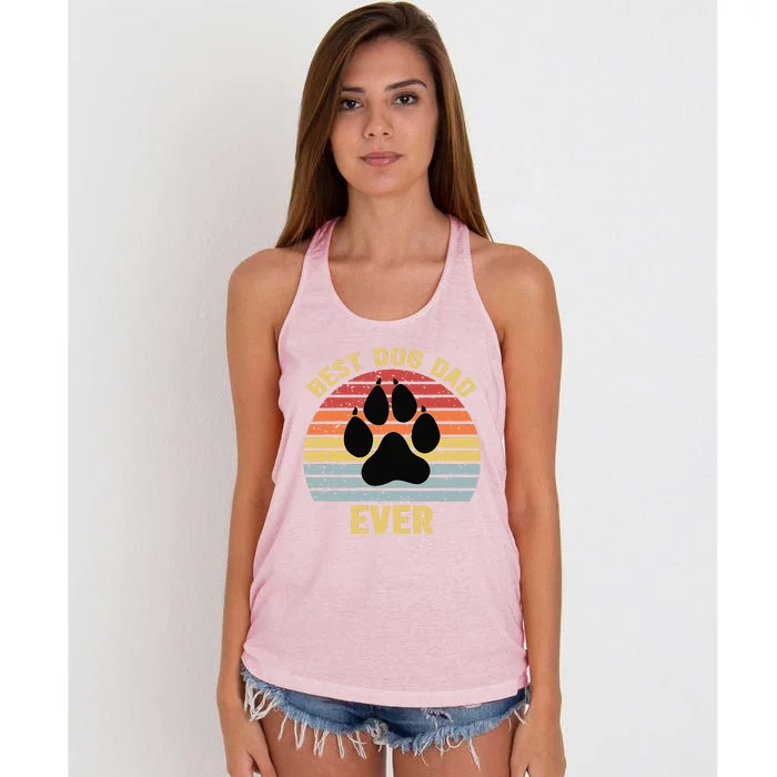 Best Dog Dad Ever Retro Funny Fathers Day Gift Women's Knotted Racerback Tank