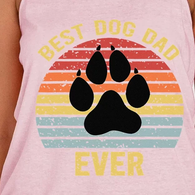 Best Dog Dad Ever Retro Funny Fathers Day Gift Women's Knotted Racerback Tank