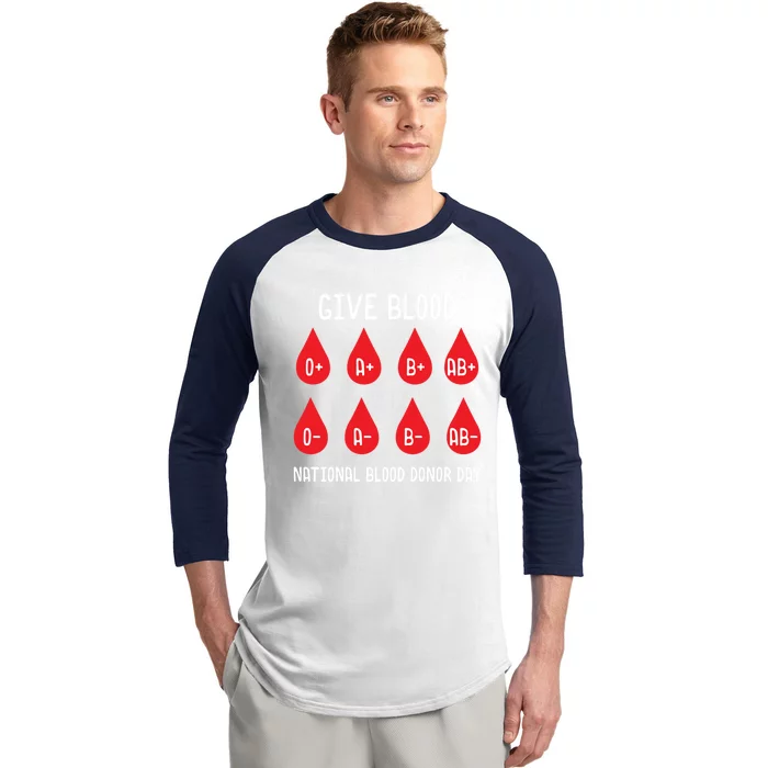 Blood Donation Day Gift Blood Dispenser All Blood Groups Life Saving Gift Baseball Sleeve Shirt