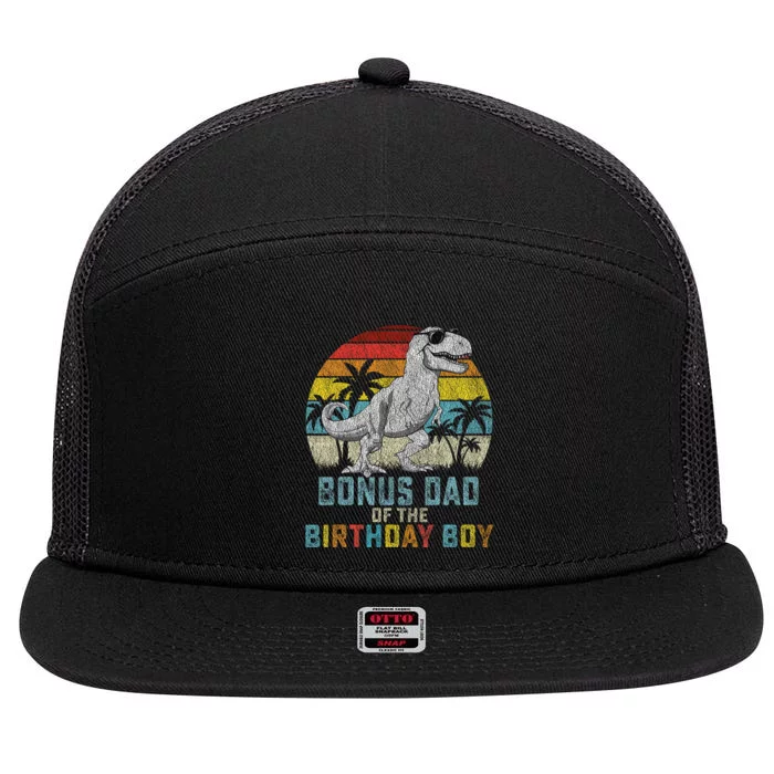 Bonus Dad Dinosaur Of The Birthday Matching Family 7 Panel Mesh Trucker Snapback Hat