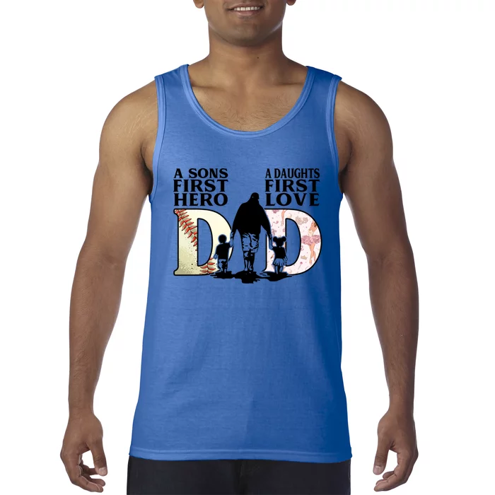 Baseball Dance Dad Sons First Hero Daughter Love Fathers Day Gift Tank Top