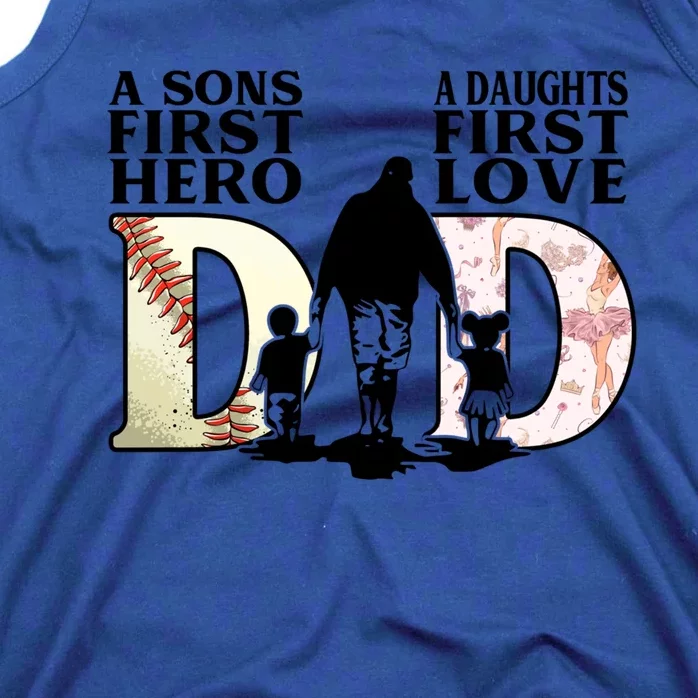 Baseball Dance Dad Sons First Hero Daughter Love Fathers Day Gift Tank Top