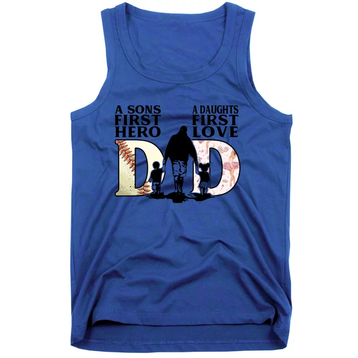 Baseball Dance Dad Sons First Hero Daughter Love Fathers Day Gift Tank Top