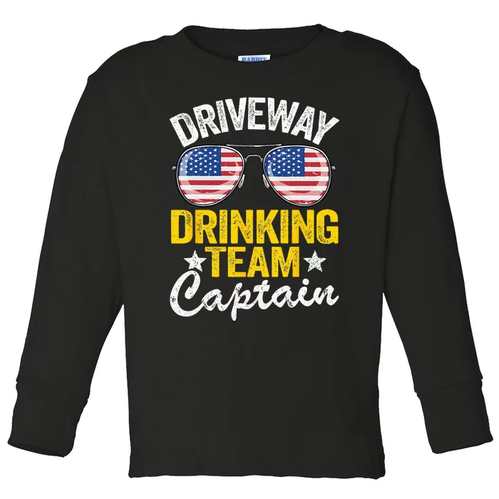 Beer Driveway Drinker US Flag Driveway Drinking Team Captain Toddler Long Sleeve Shirt