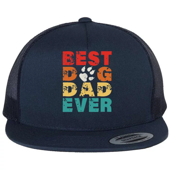 Best Dog Dad Ever Vintage Retro Style Fathers Day Dog Lovers Flat Bill Trucker Hat