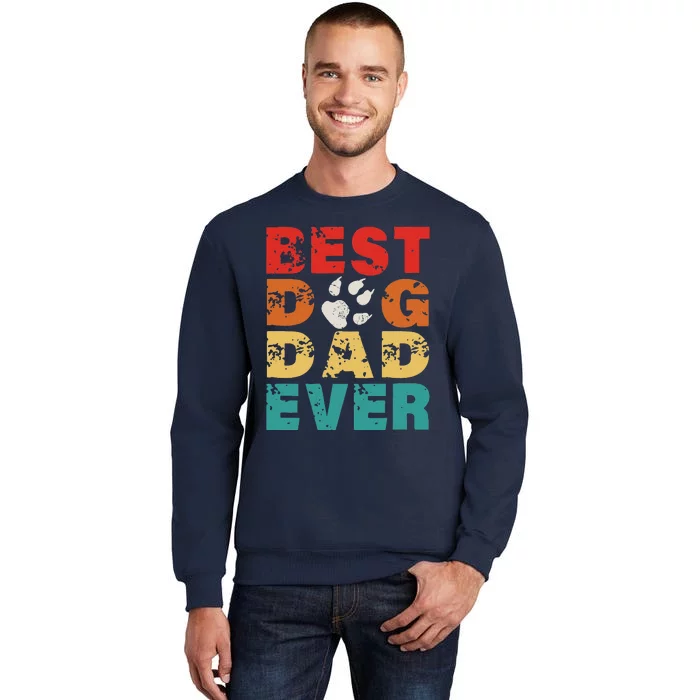 Best Dog Dad Ever Vintage Retro Style Fathers Day Dog Lovers Tall Sweatshirt