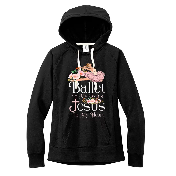 Ballet Dancer Dance Girl Ballerina Jesus Faith Christian Women's Fleece Hoodie