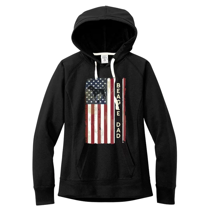 Beagle Dad Dog American Flag Fathers Day Gifts Men Women's Fleece Hoodie