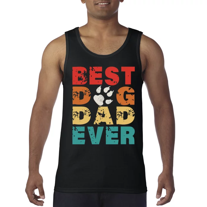 Best Dog Dad Ever Vintage Retro Style Fathers Day Dog Lovers Tank Top