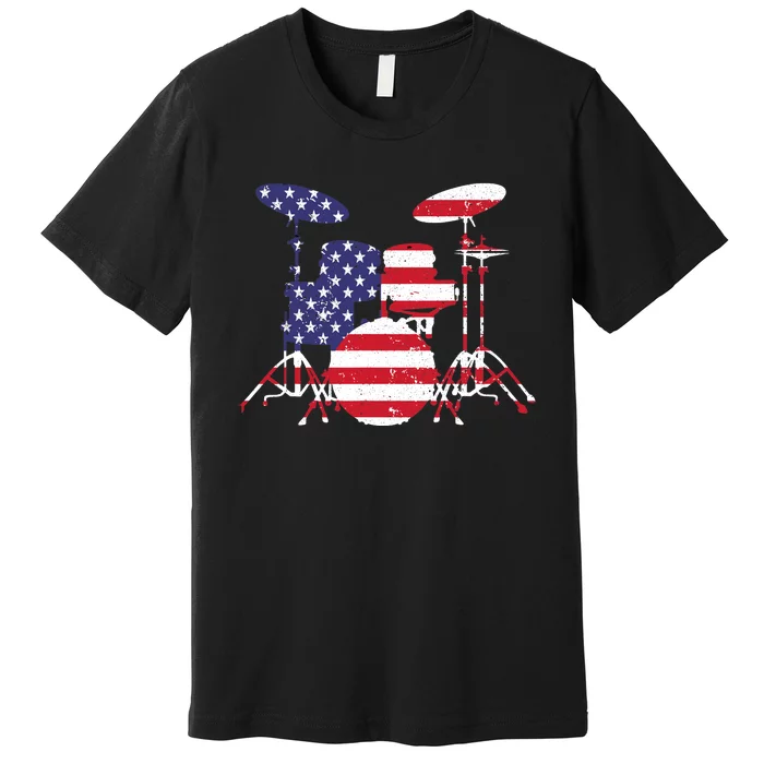 Best Drum Design For  Wo Drum Set Drumming Drummer Premium T-Shirt