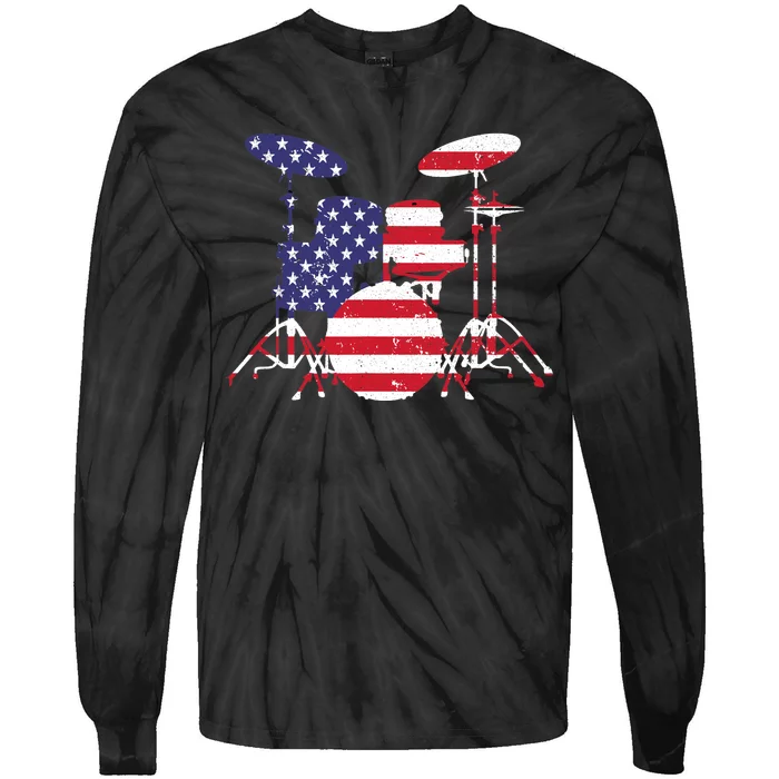 Best Drum Design For  Wo Drum Set Drumming Drummer Tie-Dye Long Sleeve Shirt