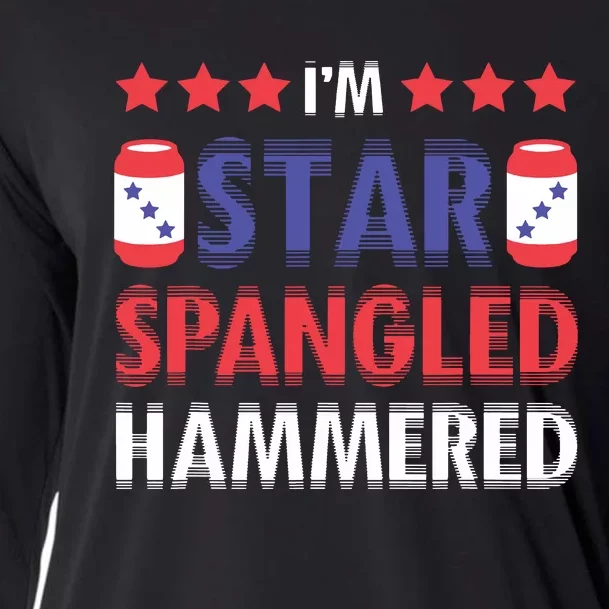 Beer Drinking Drinker Alcohol Funny 4th Of July Hammered Cooling Performance Long Sleeve Crew