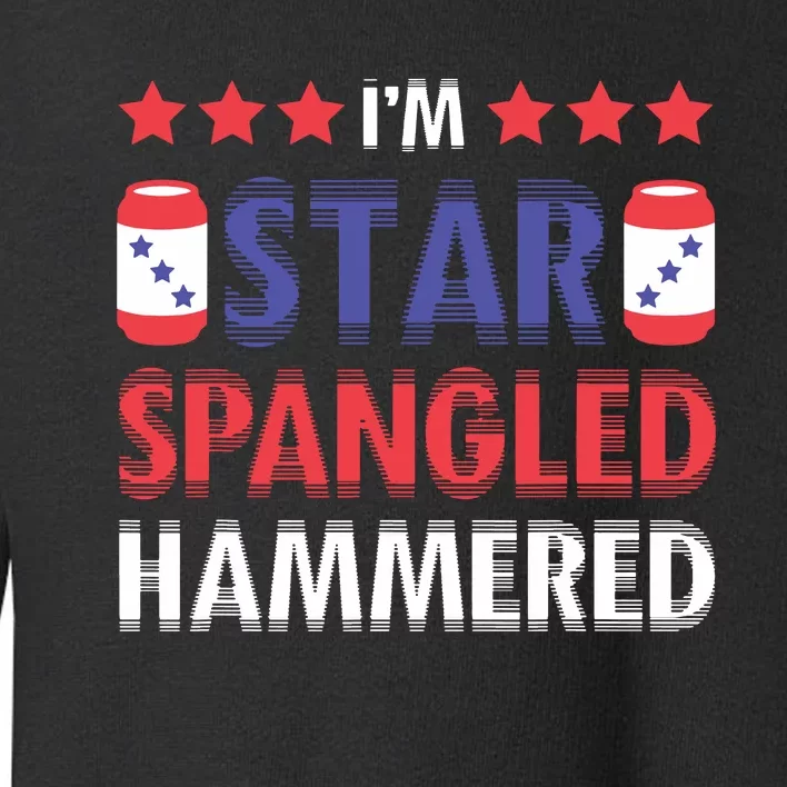 Beer Drinking Drinker Alcohol Funny 4th Of July Hammered Toddler Sweatshirt