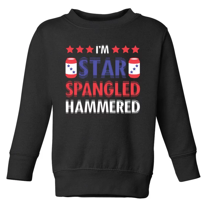 Beer Drinking Drinker Alcohol Funny 4th Of July Hammered Toddler Sweatshirt