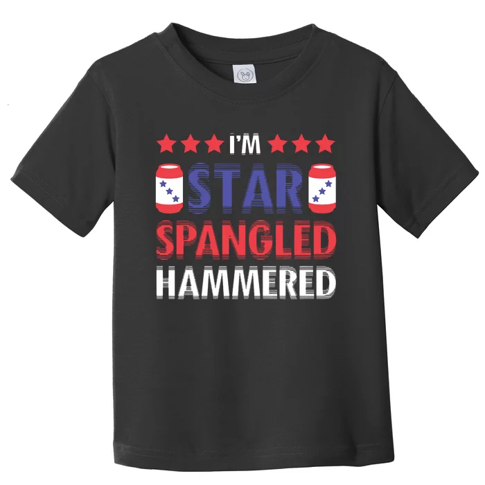 Beer Drinking Drinker Alcohol Funny 4th Of July Hammered Toddler T-Shirt