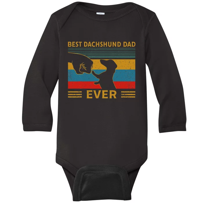 Best Dachshund Dad Ever Funny Weiner Dog Gifts Baby Long Sleeve Bodysuit