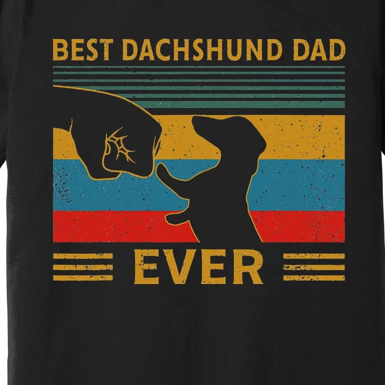 Best Dachshund Dad Ever Funny Weiner Dog Gifts Premium T-Shirt