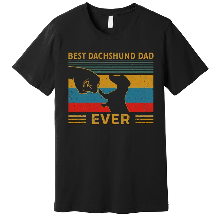 Best Dachshund Dad Ever Funny Weiner Dog Gifts Premium T-Shirt